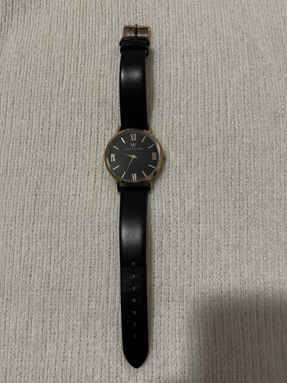 Wristology Women's Black Leather Strap Watch with Gold-Tone Case